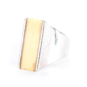 1980s Joachim S'Paliu Sterling Silver & Bone Inlay Ring