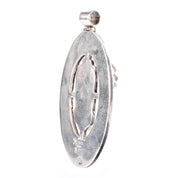 Sterling Silver Taxco Carved Rudilated Quartz Mayan Mask & Malachite Chip Inlay Pendant