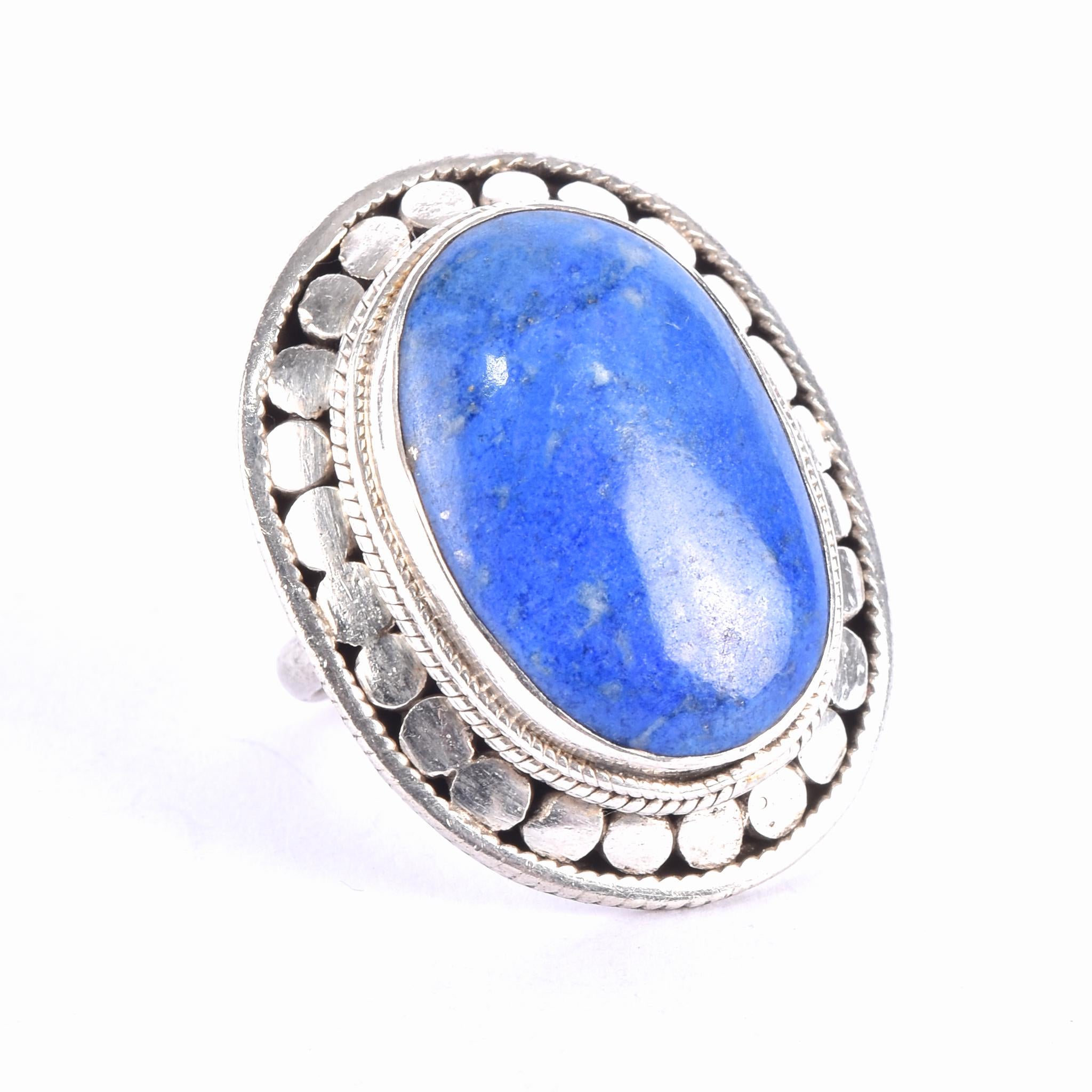 Native Sterling Silver & Lapis Lazuli Statement Ring