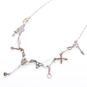 Sterling Silver & Bronze Thomas Mann Techno-Romantic Stitched Heart Collage Necklace