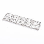 900 Silver Art Deco Egyptian Revival Filigree Storytelling Bracelet