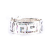 Sterling Silver Mexican Modernist Abalone Inlay Bracelet