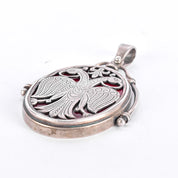 Sterling Silver & Red Enamel Two-Headed Swan Pendant