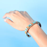 Charlie Favour Sterling Silver, Turquoise, & Spiny Oyster Leather-Lined Cuff