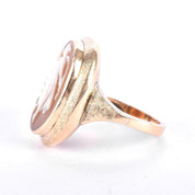 14K Gold Dancing Woman Carved Shell Cameo Ring