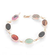 14K Gold Carved Multi-Gemstone Scarab Bracelet