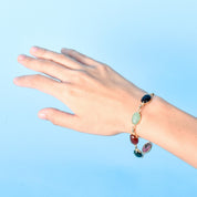 14K Gold Carved Multi-Gemstone Scarab Bracelet