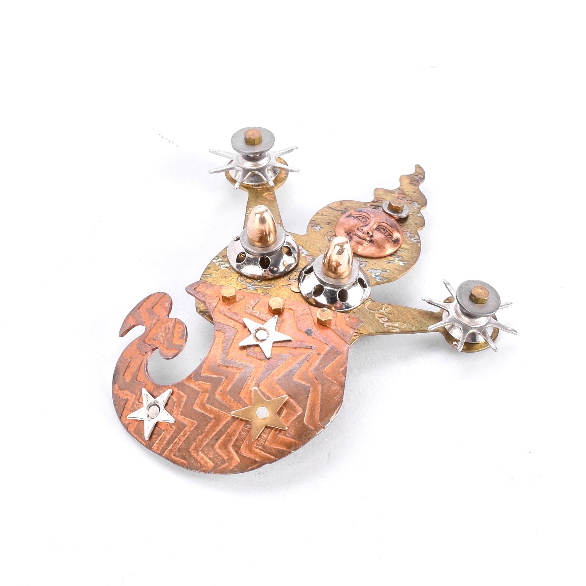Beth Piver Copper & Brass Steampunk Genie Brooch