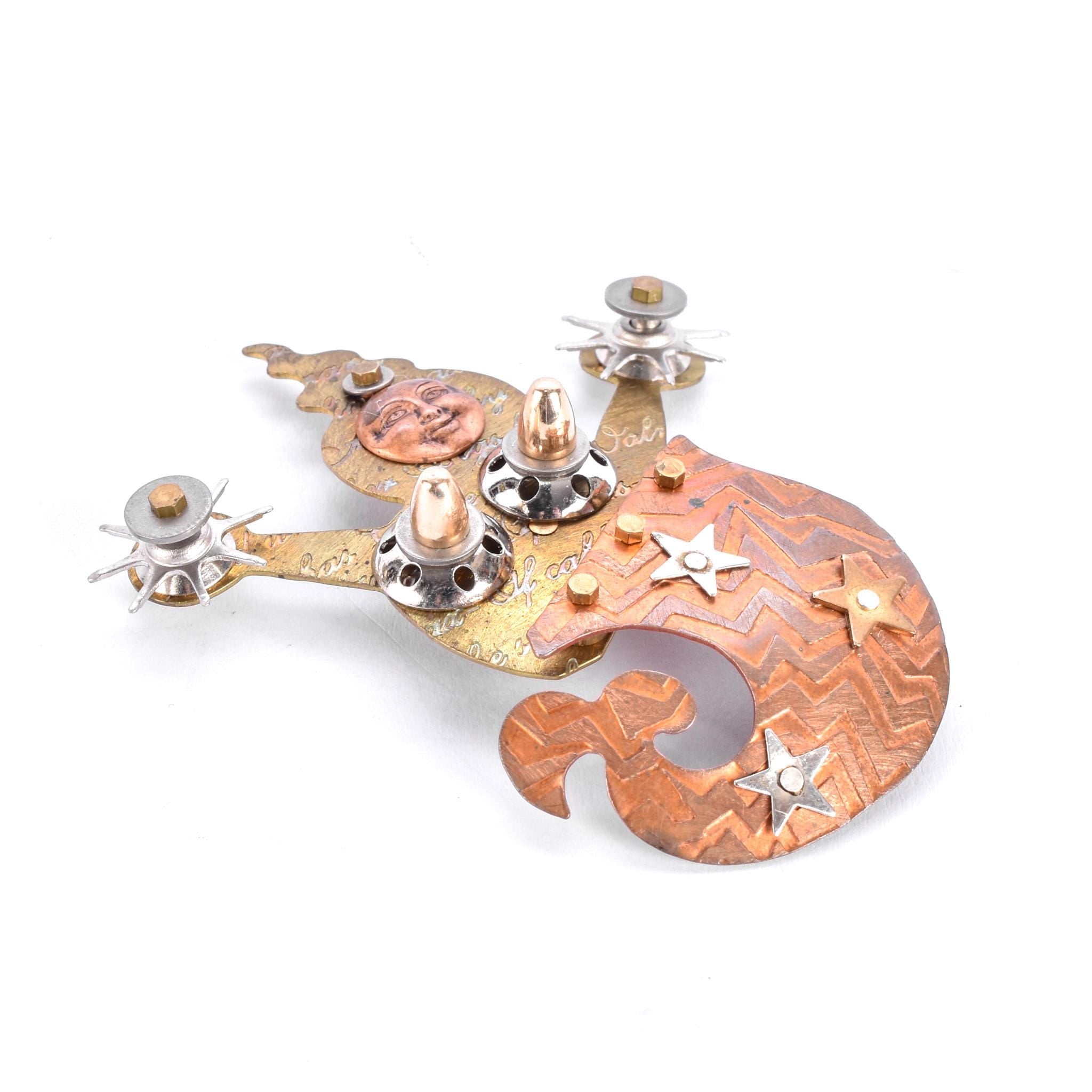 Beth Piver Copper & Brass Steampunk Genie Brooch