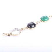 1960s Admark 14K Gold Multi Gemstone Scarab Bracelet