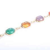 1960s Admark 14K Gold Multi Gemstone Scarab Bracelet