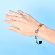1960s Admark 14K Gold Multi Gemstone Scarab Bracelet