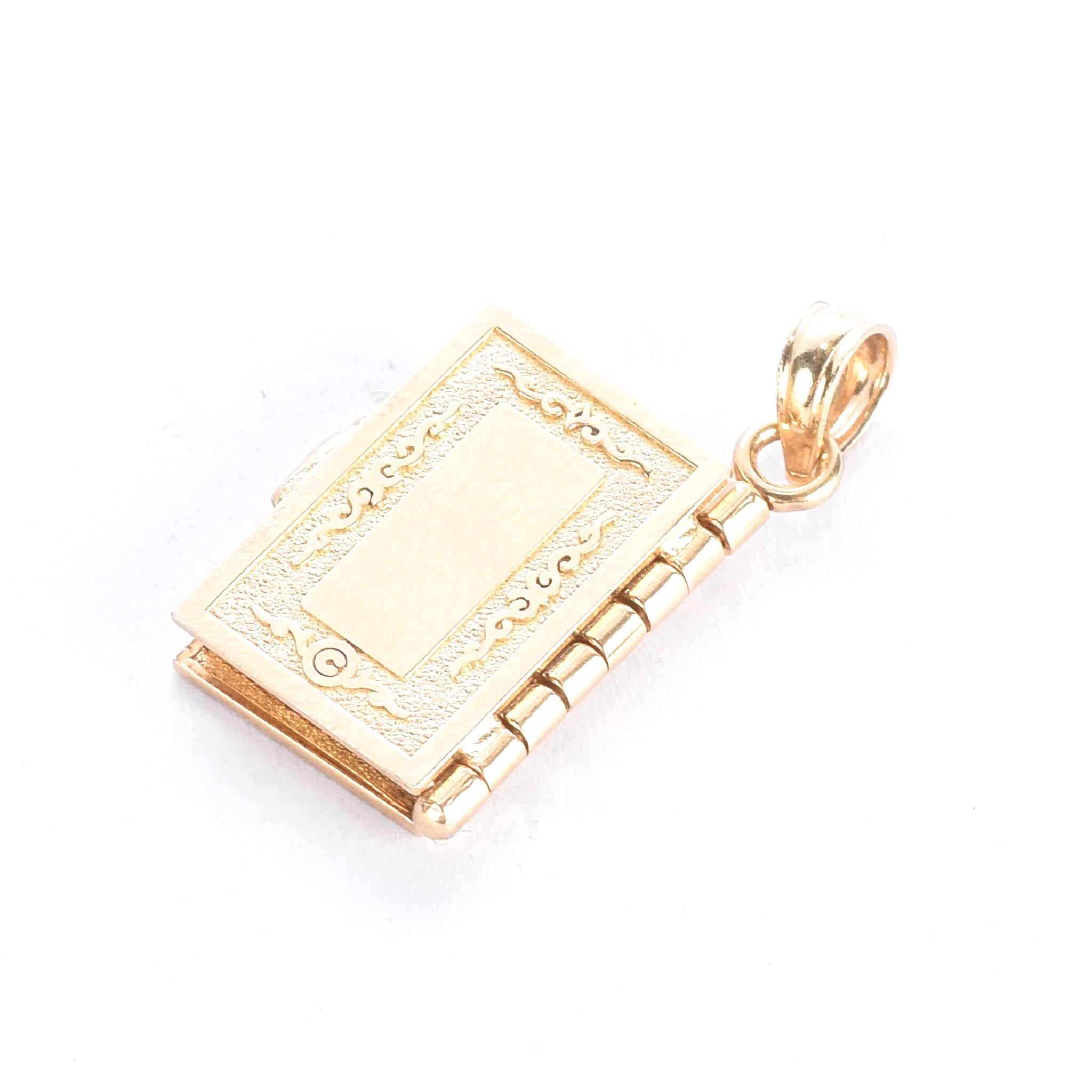 14K Gold Holy Bible Lord's Prayer Pendant