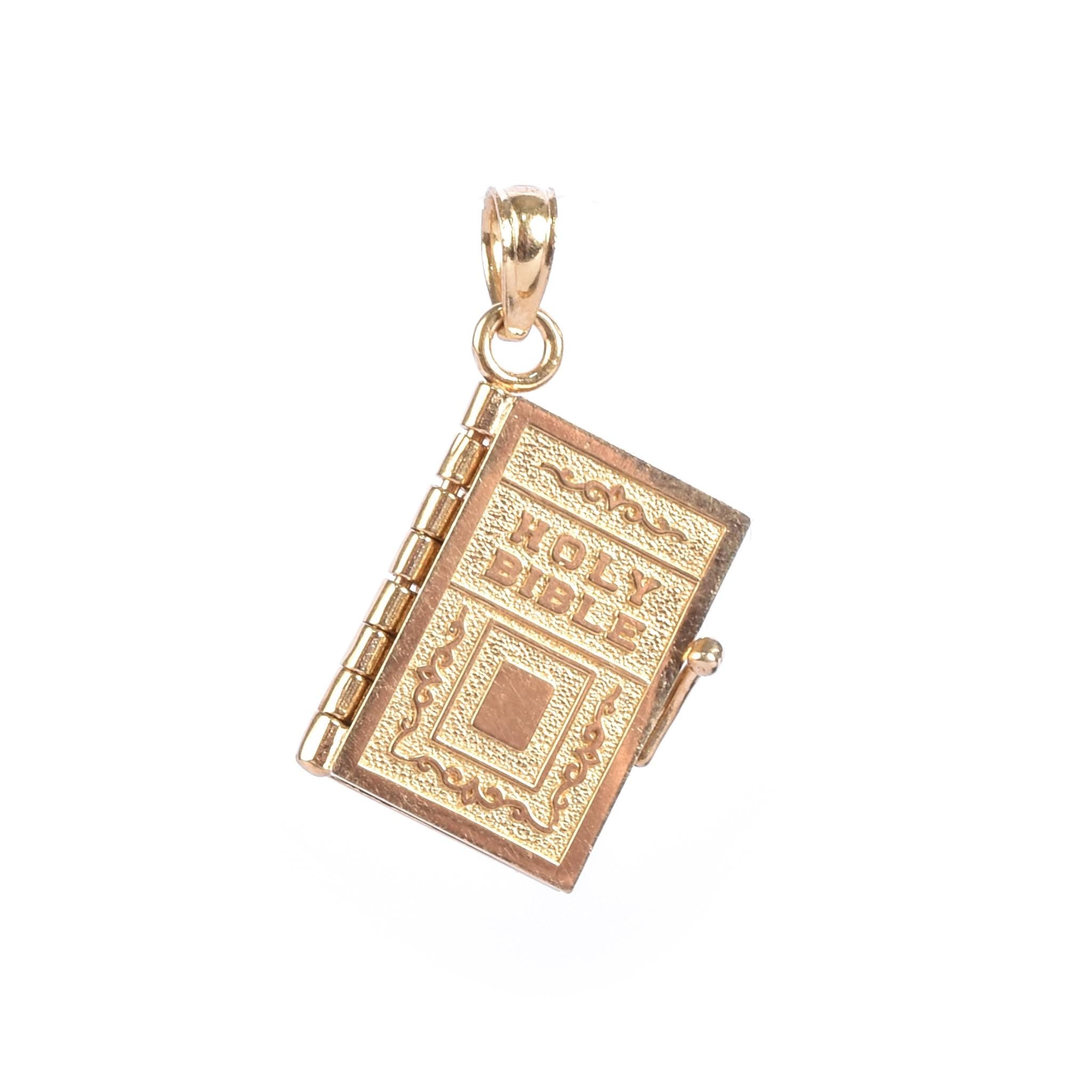 14K Gold Holy Bible Lord's Prayer Pendant