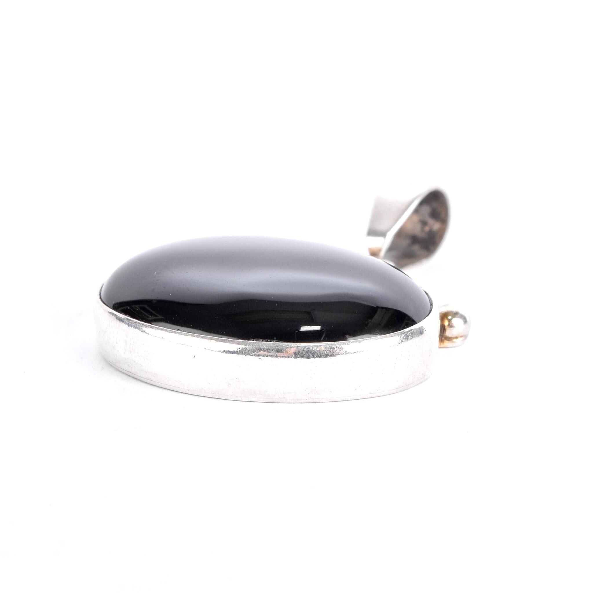 Sterling Silver & 12K Gold-Fill Navajo Bobby Johnson Onyx Pendant