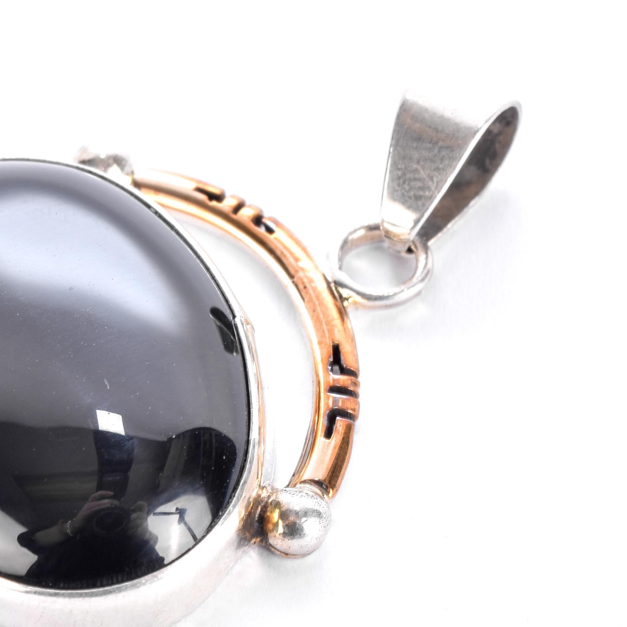 Sterling Silver & 12K Gold-Fill Navajo Bobby Johnson Onyx Pendant