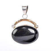 Sterling Silver & 12K Gold-Fill Navajo Bobby Johnson Onyx Pendant