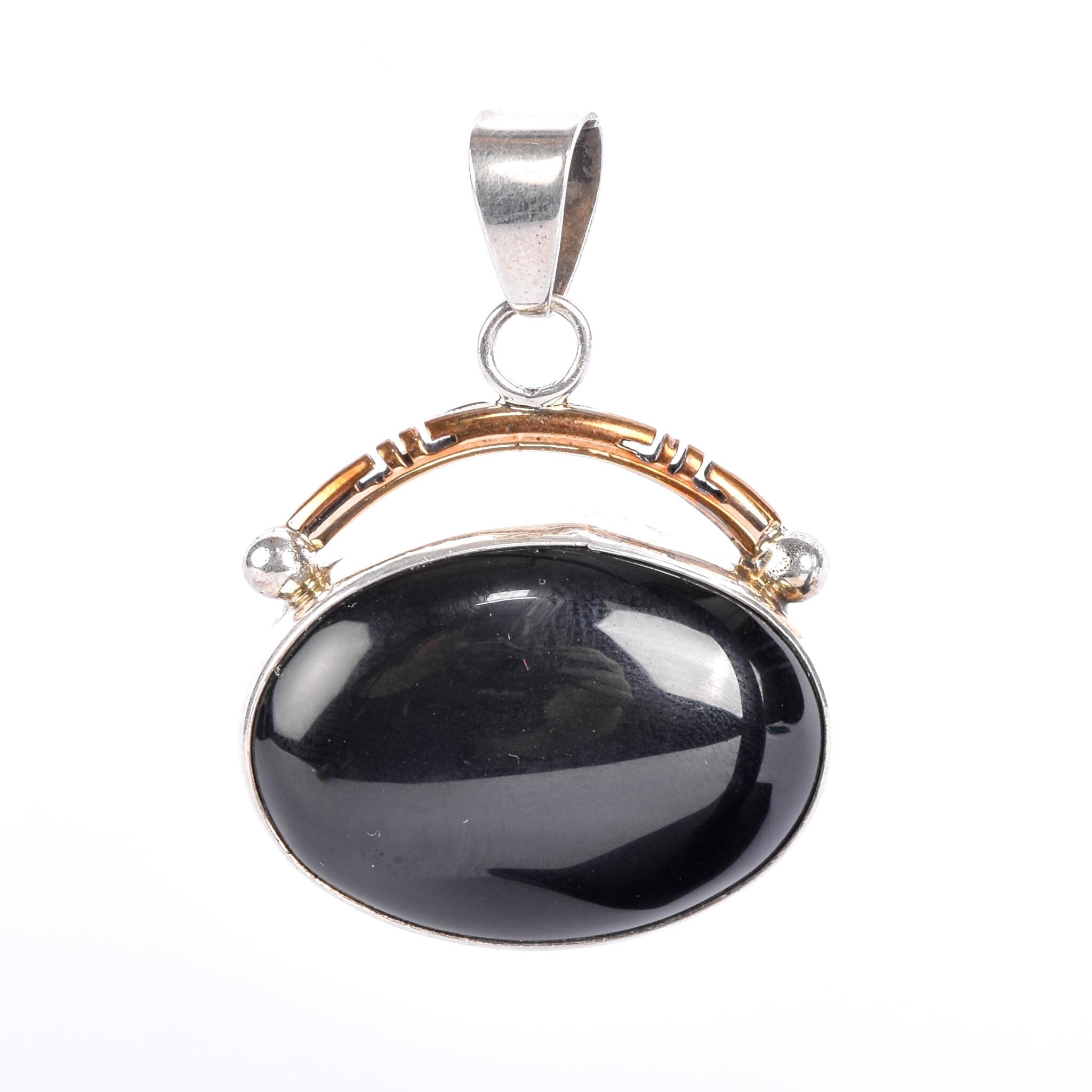 Sterling Silver & 12K Gold-Fill Navajo Bobby Johnson Onyx Pendant