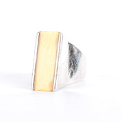 1980s Joachim S'Paliu Sterling Silver & Bone Inlay Ring