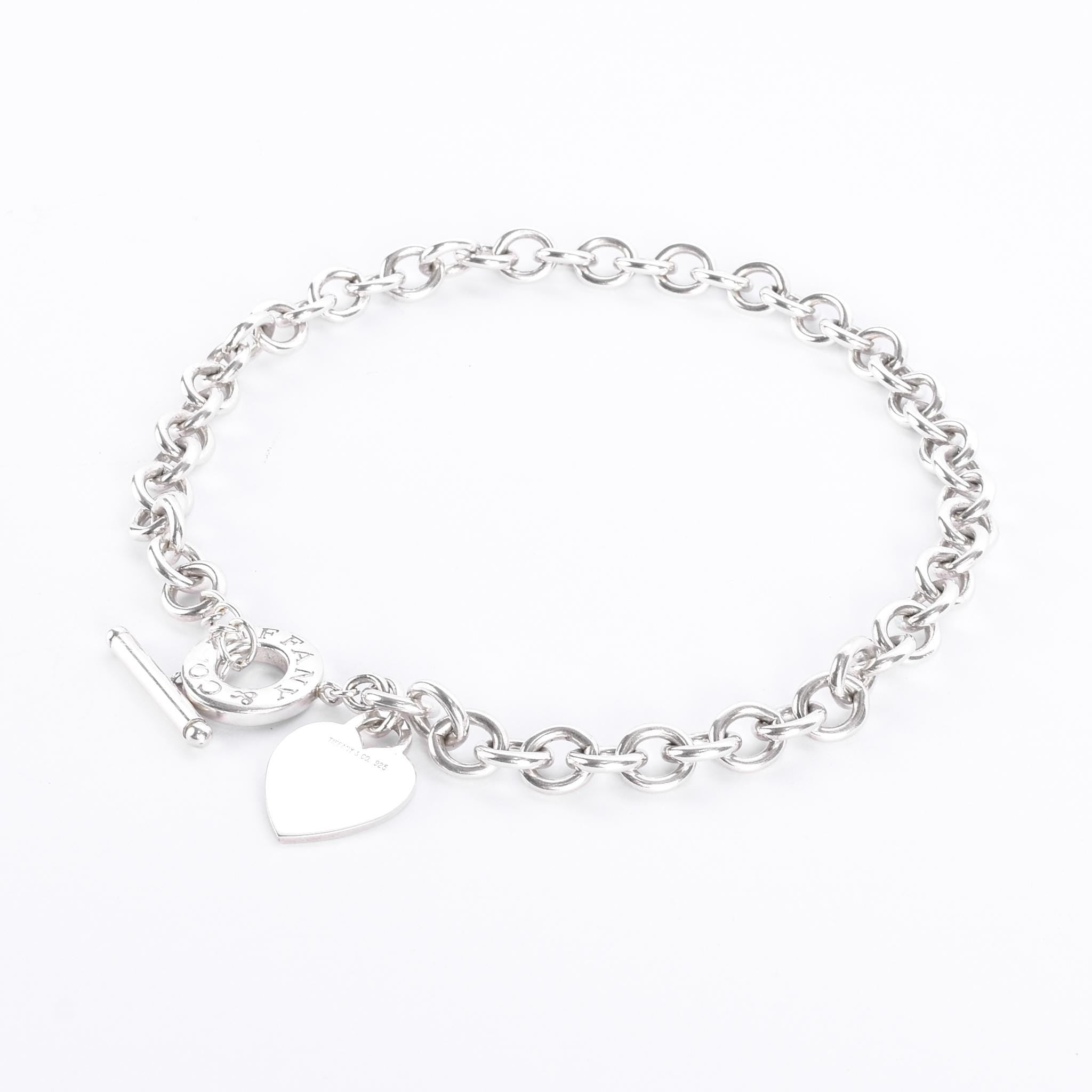 Tiffany & Co. Sterling Silver Heart Tag Toggle Clasp Necklace