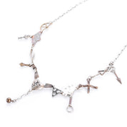 Sterling Silver & Bronze Thomas Mann Techno-Romantic Stitched Heart Collage Necklace