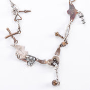 Sterling Silver & Bronze Thomas Mann Techno-Romantic Stitched Heart Collage Necklace