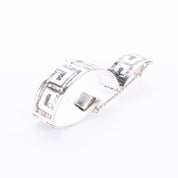 Sterling Silver Mexican Modernist Abalone Inlay Bracelet