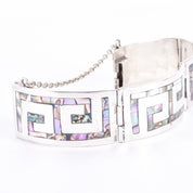 Sterling Silver Mexican Modernist Abalone Inlay Bracelet
