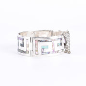 Sterling Silver Mexican Modernist Abalone Inlay Bracelet