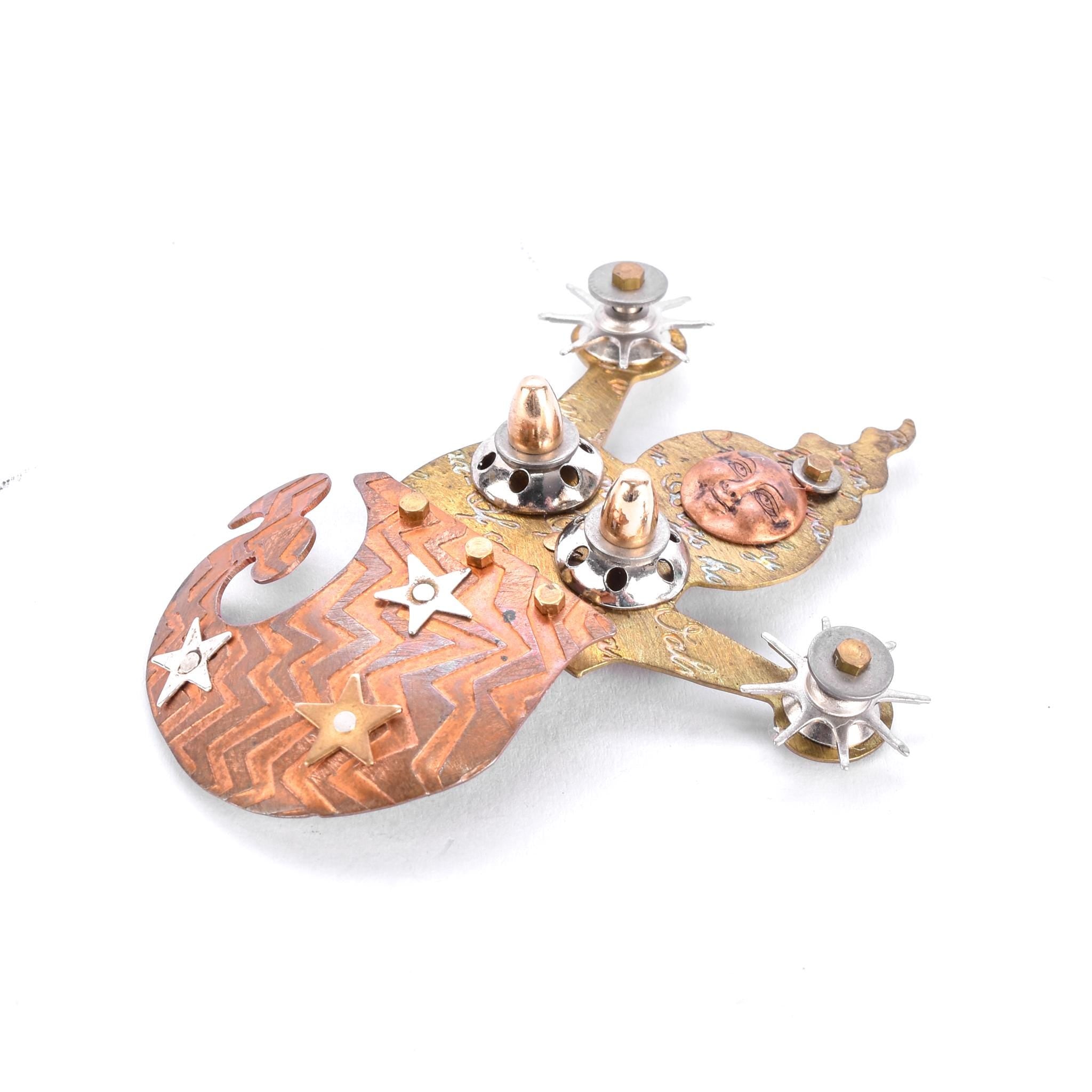 Beth Piver Copper & Brass Steampunk Genie Brooch