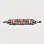 Art Nouveau Czech Pink Peking Glass Grape Motif Bracelet