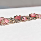 Art Nouveau Czech Pink Peking Glass Grape Motif Bracelet