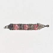Art Nouveau Czech Pink Peking Glass Grape Motif Bracelet