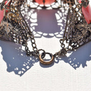 Art Nouveau Czech Pink Peking Glass Grape Motif Bracelet