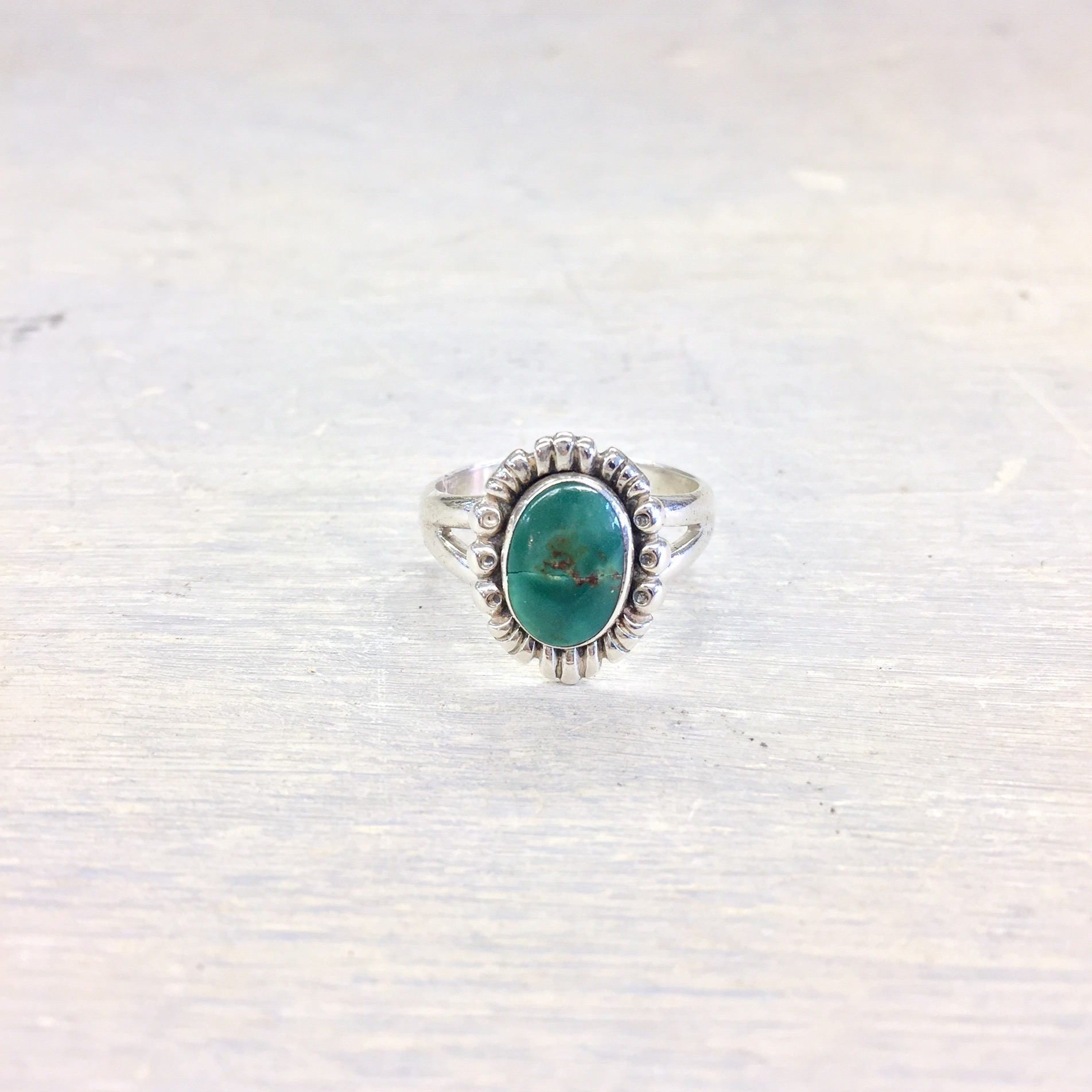 Vintage Ring | Sterling Silver | Vintage Silver Ring | Sterling Jewelry | Engagement Ring | Jewelry | Green Stone | Size 7