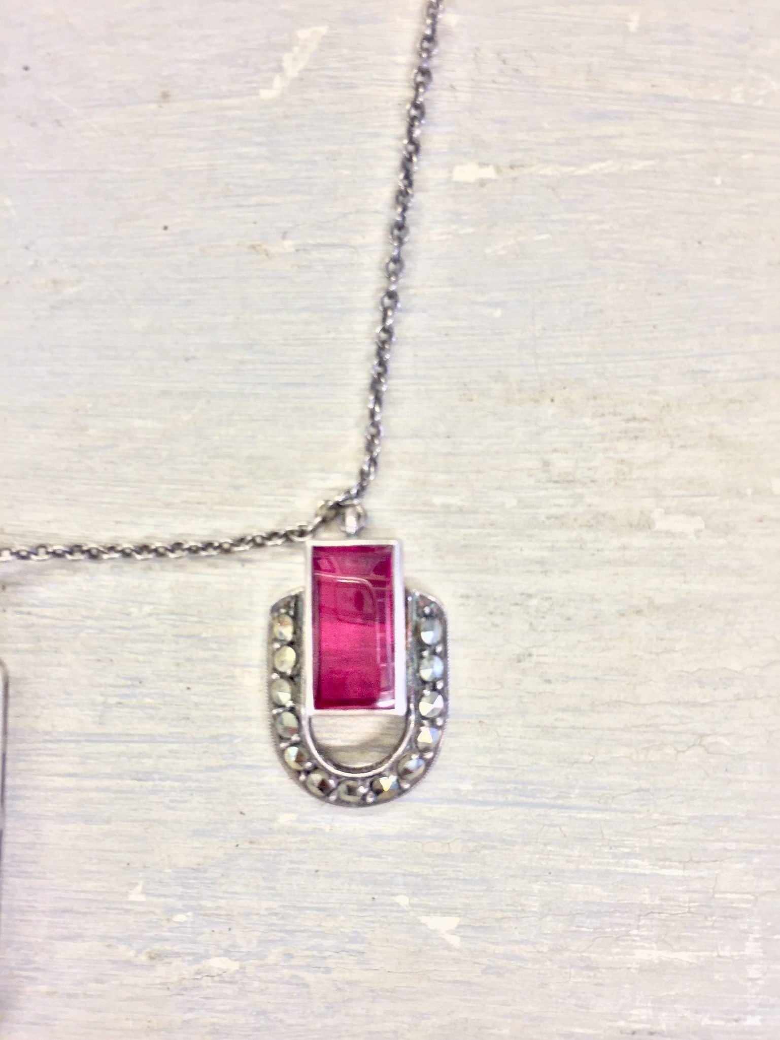 Sterling Silver Jewelry | Vintage Jewelry | Marcasite Jewelry | Antique Jewelry | Vintage Necklace | Marcasite Necklace | Ruby Necklace