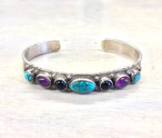 Sterling Bracelet | Cuff Bracelet | Silver Jewelry | Vintage Jewelry | Vintage Silver | Turquoise | Onyx | Purple | Vintage Turquoise