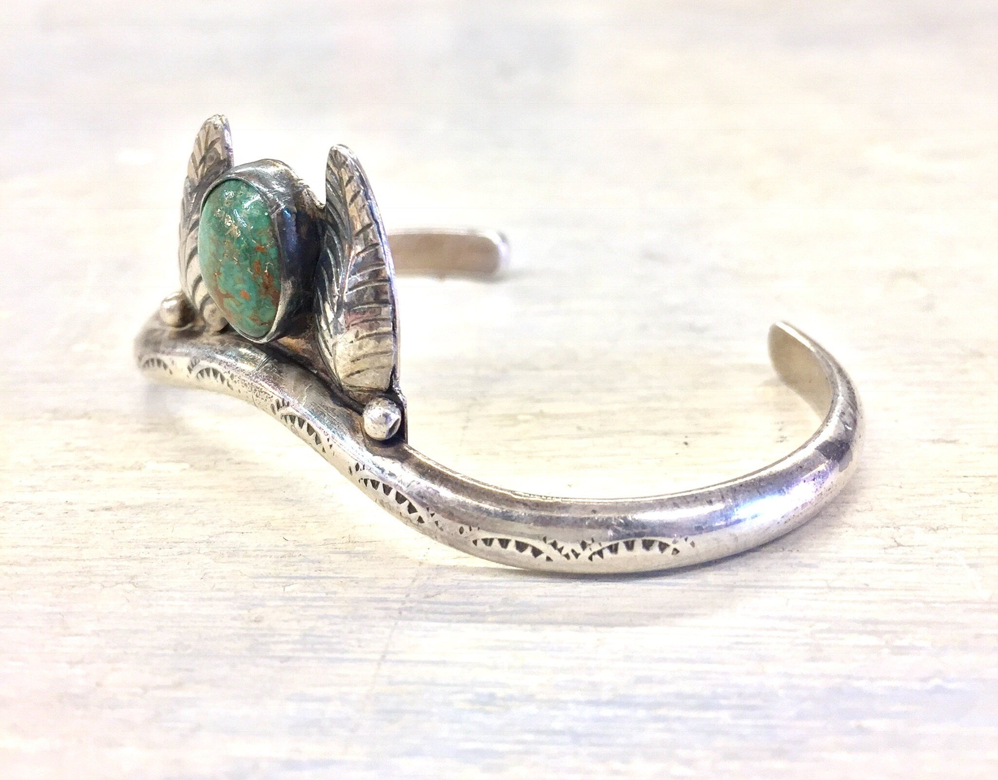 Vintage Sterling Silver Cuff Bracelet | Vintage Jewelry | Turquoise Bracelet | south west Turquoise | Cuff Bracelet | Feather Jewelry | gift