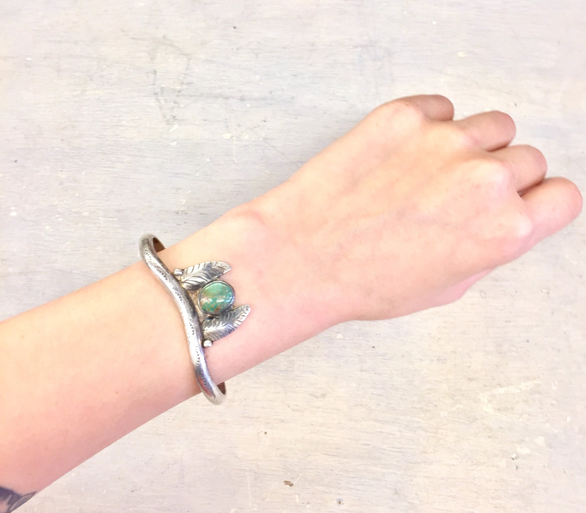 Vintage Sterling Silver Cuff Bracelet | Vintage Jewelry | Turquoise Bracelet | south west Turquoise | Cuff Bracelet | Feather Jewelry | gift