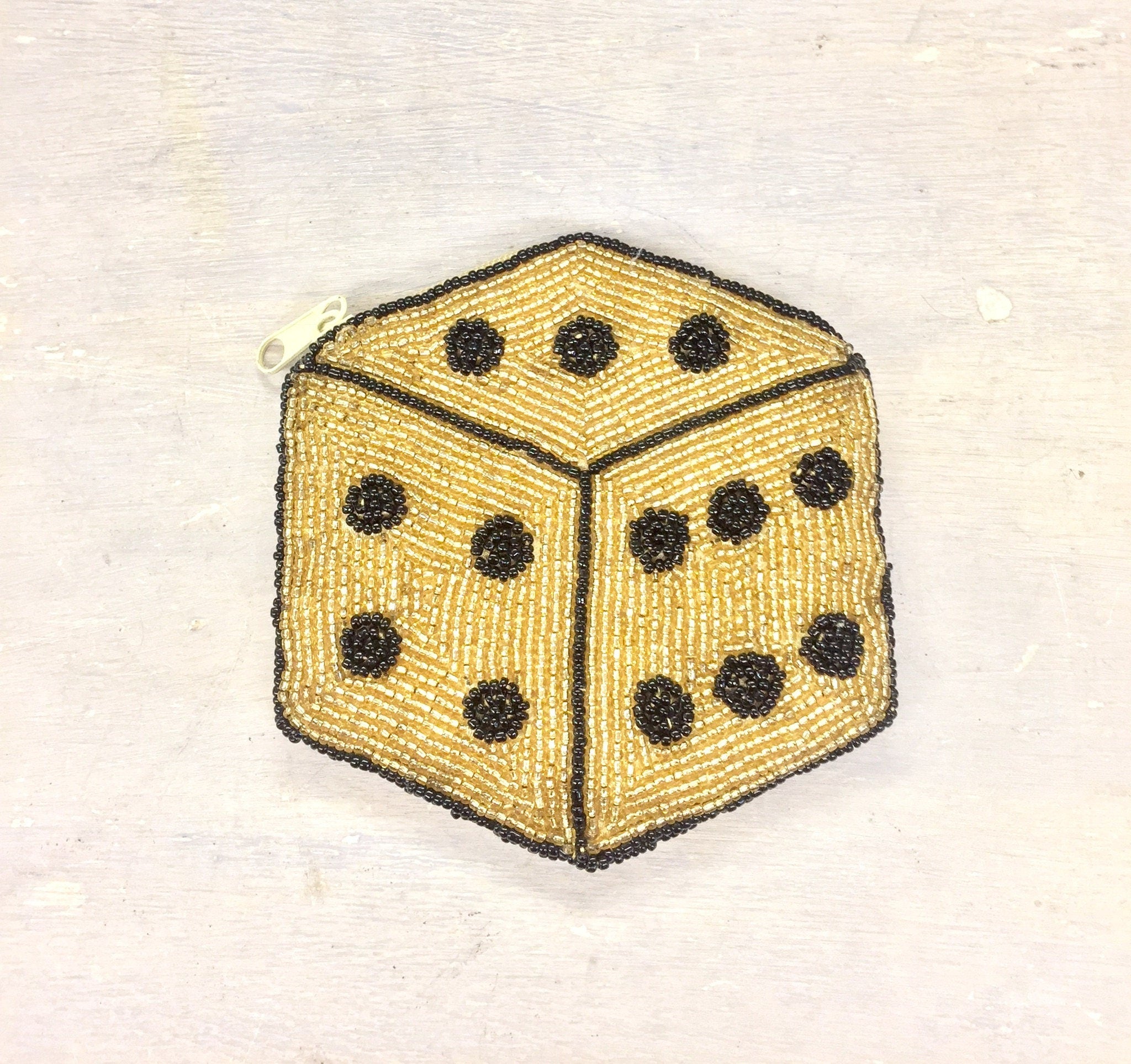 Hand Beaded | Beaded Purse | Beaded Coin Purse | Dice | Gold Beads | Coin Purse | Purse | Change Purse | Beaded Wallet | gift for her | gift