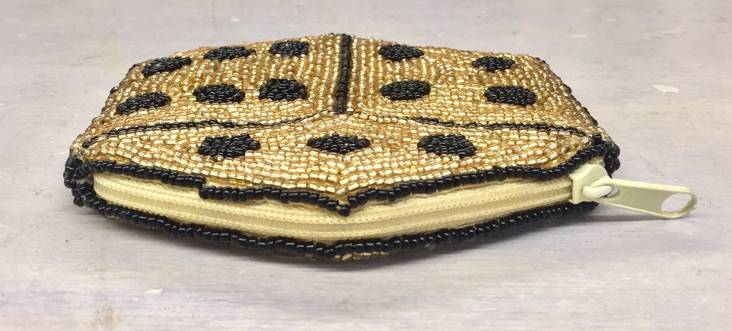 Hand Beaded | Beaded Purse | Beaded Coin Purse | Dice | Gold Beads | Coin Purse | Purse | Change Purse | Beaded Wallet | gift for her | gift