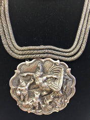 Vintage Silver Necklace, Large Necklace, Sterling Silver, Asian Jewelry, Multi Stranded Necklace, Statement Jewelry, Goddess Necklace