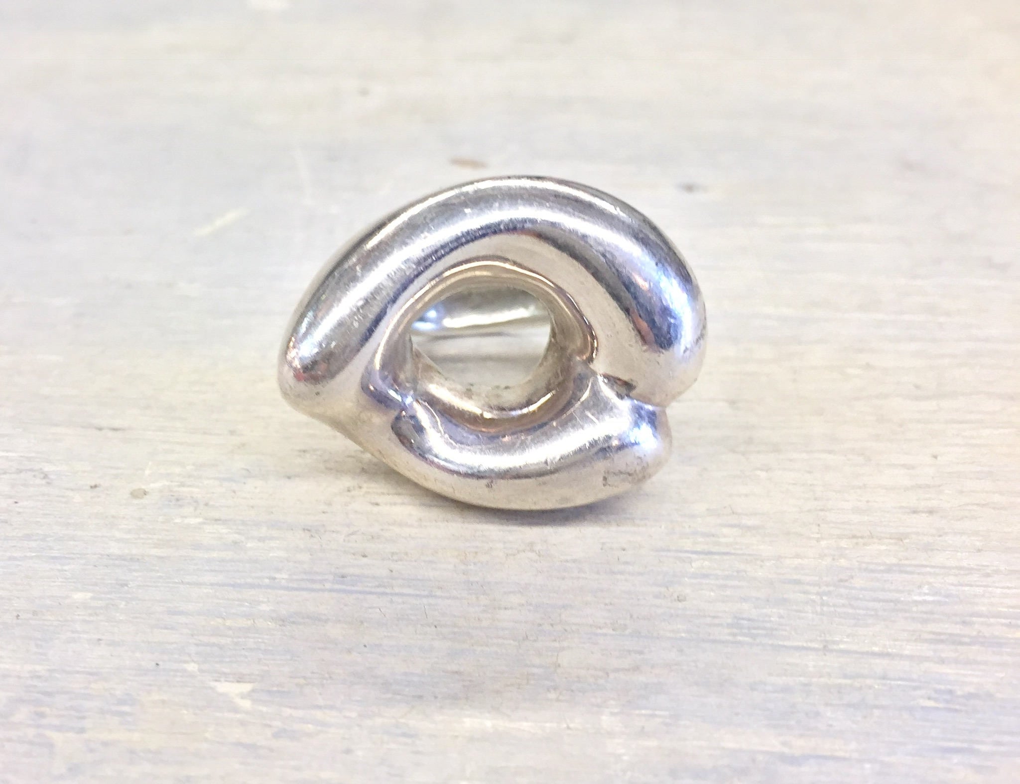 Vintage Sterling Silver Ring with Abstract Design, Cut Out Ring, Statement Jewelry