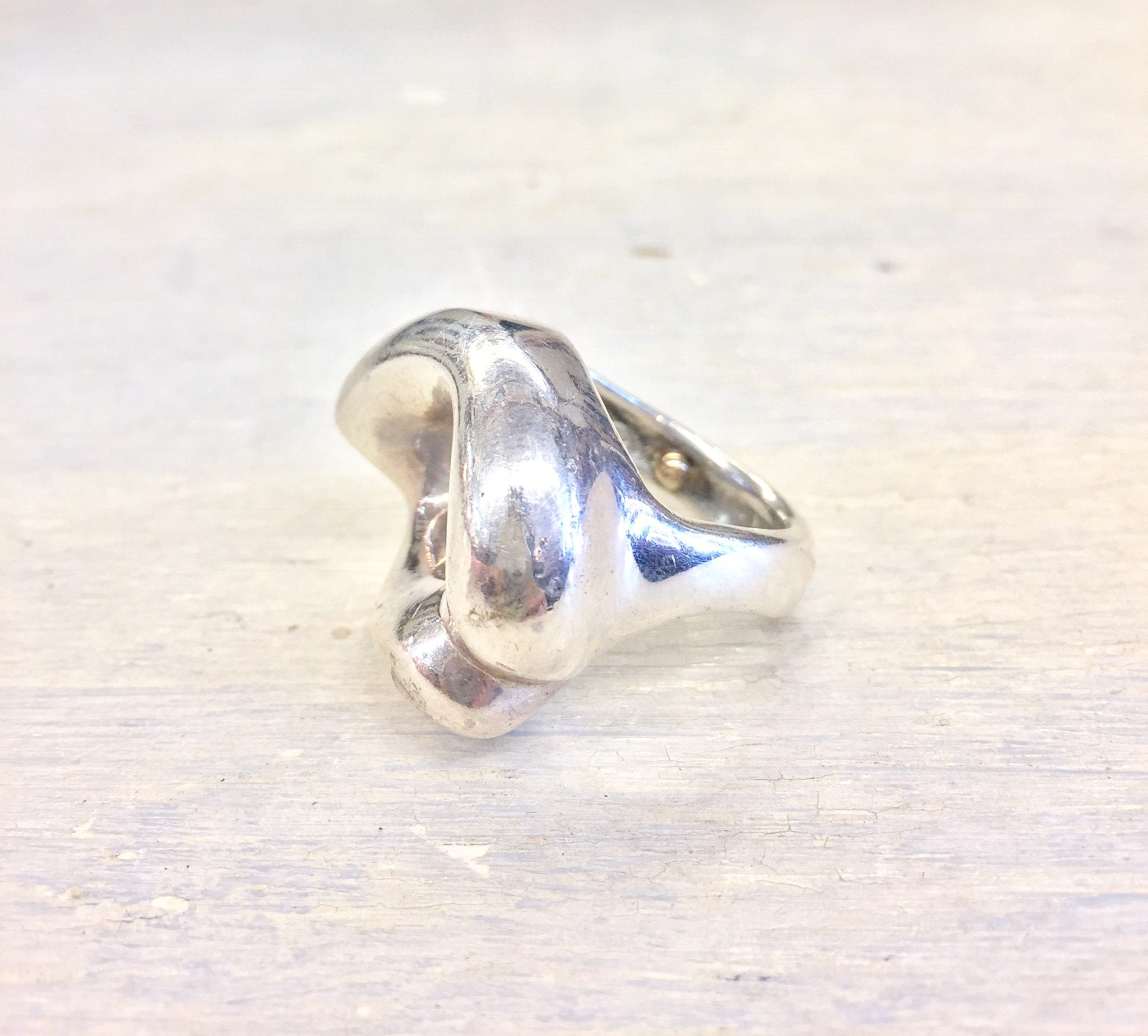 Vintage Sterling Silver Ring with Abstract Design, Cut Out Ring, Statement Jewelry