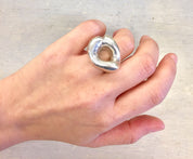 Vintage Sterling Silver Ring with Abstract Design, Cut Out Ring, Statement Jewelry