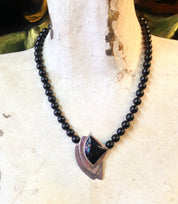 Art Deco Necklace, Beaded Necklace, Sterling Silver, Vintage Necklace, Black Onyx Beads, Art Deco Jewelry, Statement Necklace, Black Jewelry