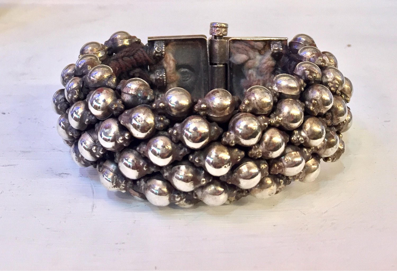 Vintage Bracelet, Sterling Silver, Beaded Bracelet, Silver Beads, Threaded Bracelet, Large Bracelet, Vintage Jewelry, Asian Jewelry, Chunky
