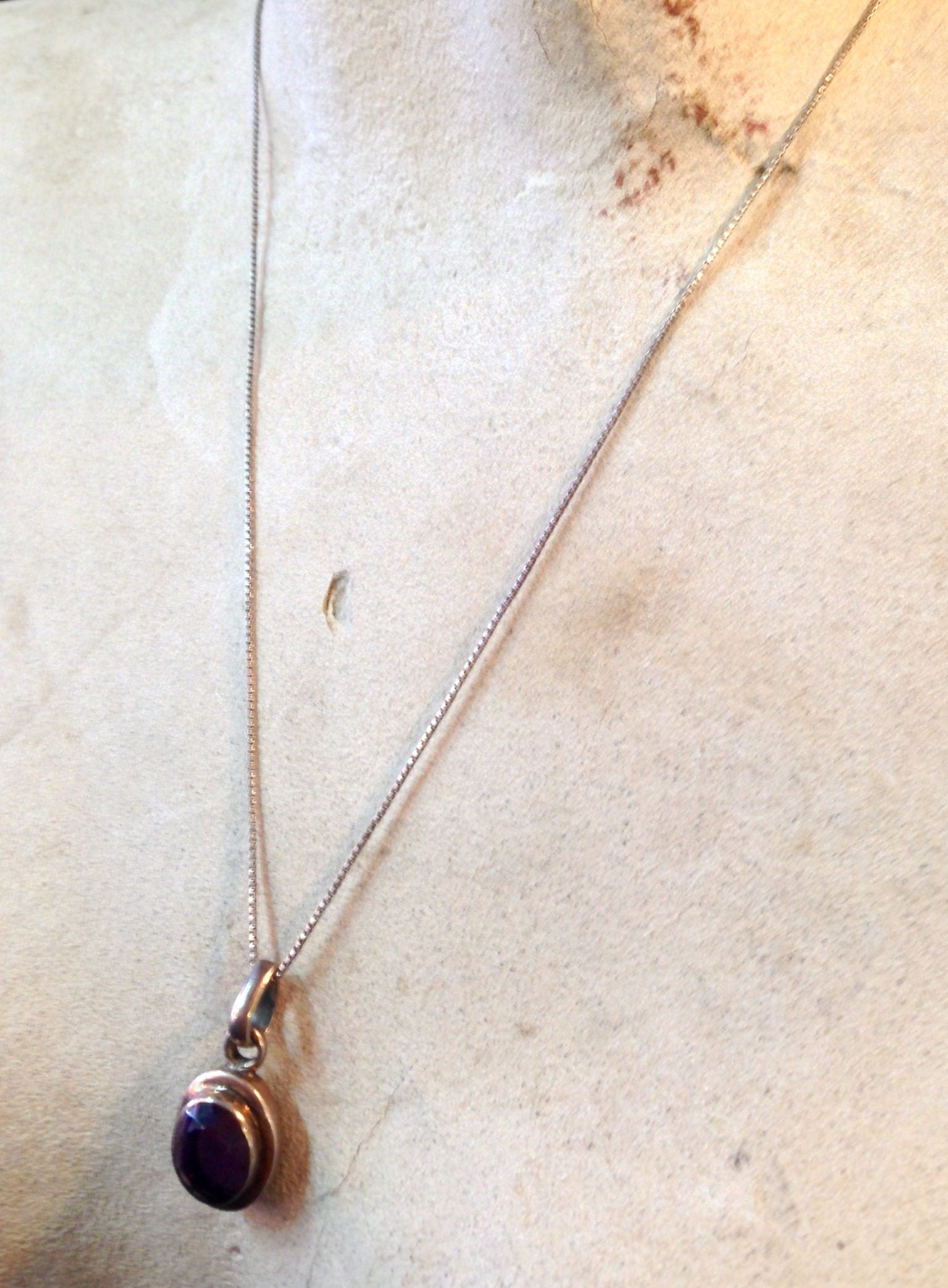 Vintage Silver Necklace, Amethyst Pendant, Vintage Jewelry, Amethyst Jewelry, Purple, Sterling Silver, Art Deco Jewelry, Silver Chain,