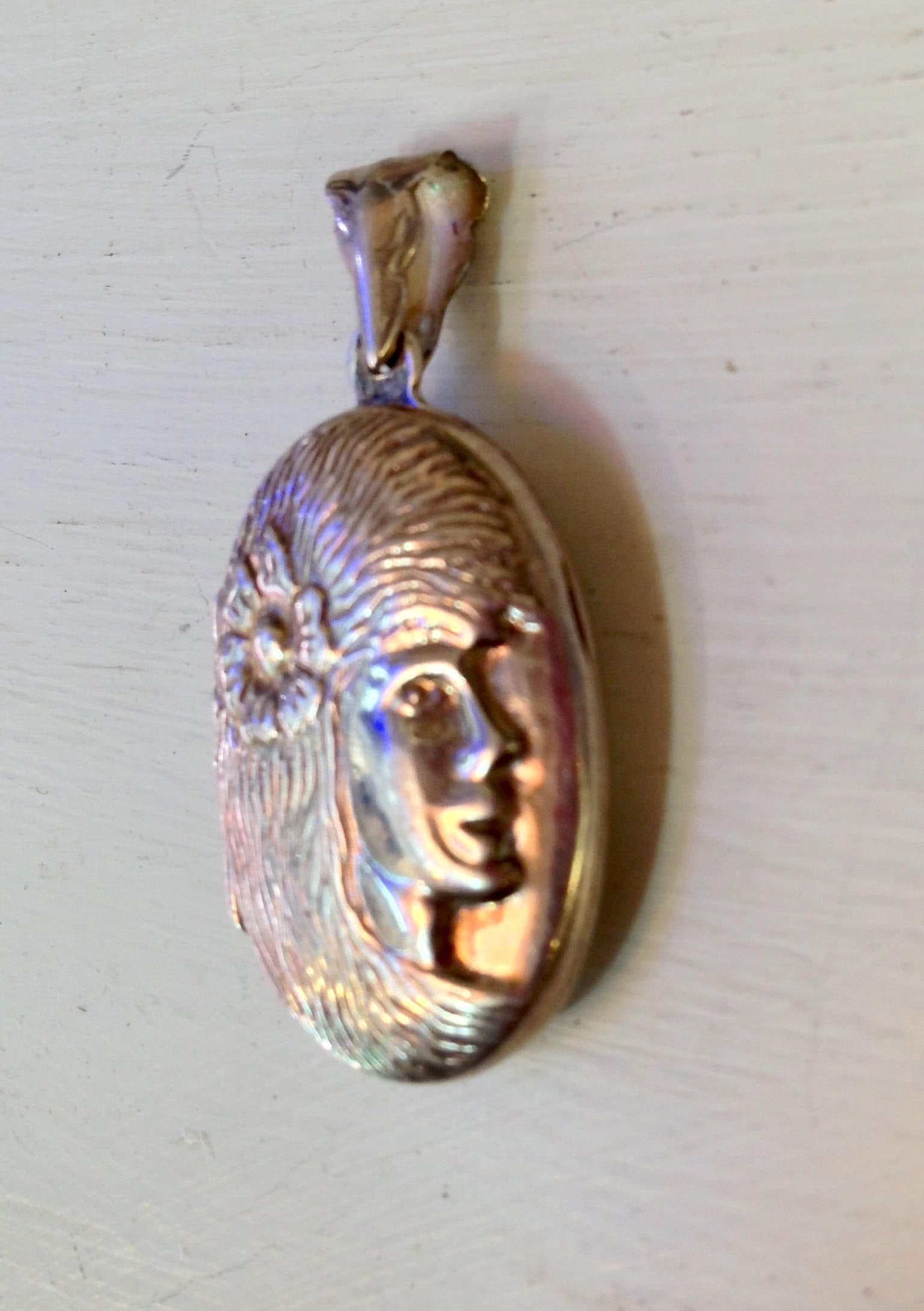 Vintage Silver Locket, Fairy Locket, Vintage Jewelry, Silver Pendant, Keepsake Jewelry, Sterling Silver, Vintage Necklace, Flower, Girl