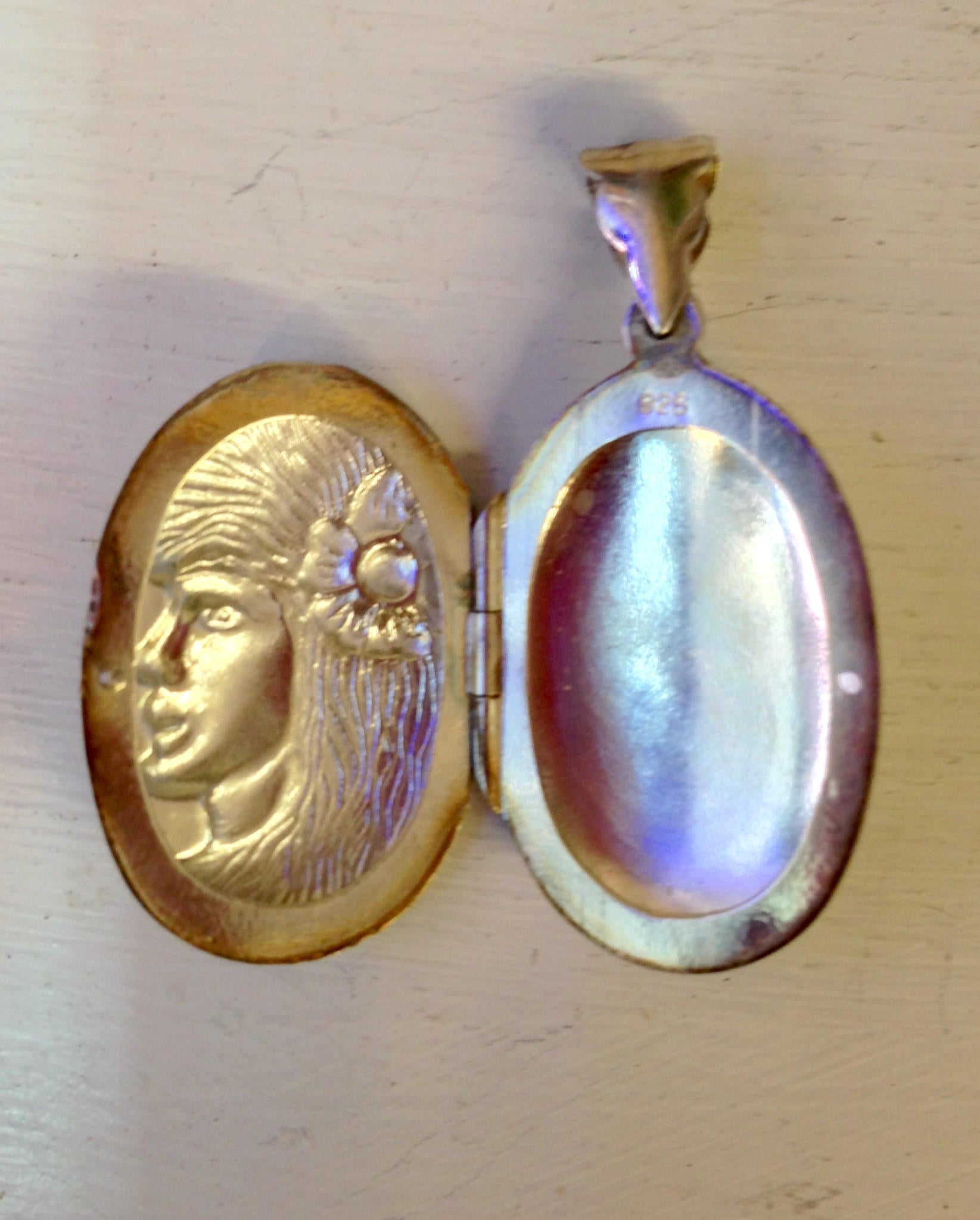 Vintage Silver Locket, Fairy Locket, Vintage Jewelry, Silver Pendant, Keepsake Jewelry, Sterling Silver, Vintage Necklace, Flower, Girl
